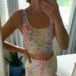 * NWT* Fabletics BOHO Checkered Floral Workout Top / Sports Bra / M